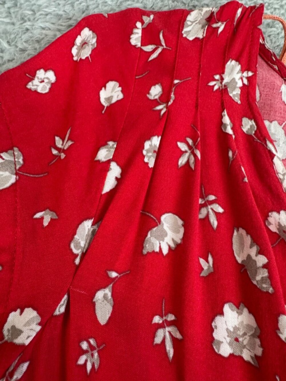 Free People Red Floral Print Keyhole Back Dress 10 Travel Comfort Light Dining - Picture 7 of 16